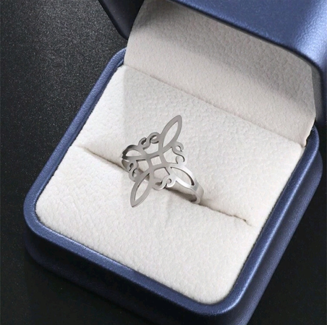 bague en acier inoxydable réglable nœud de sorcière
