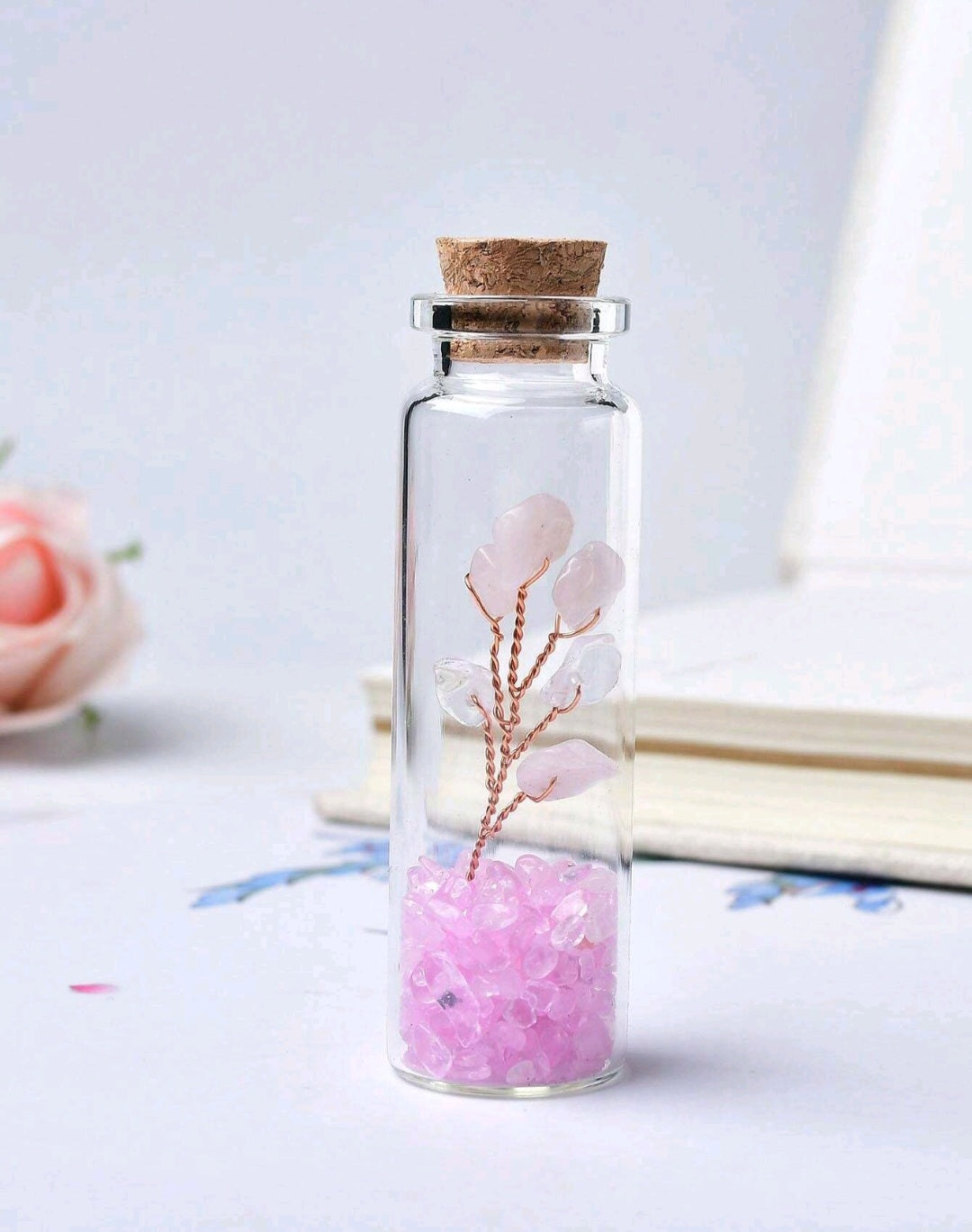 arbre en pierre quartz rose naturelle