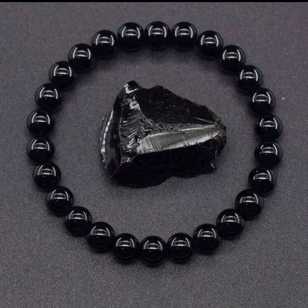 bracelet en pierre onyx noire naturelle