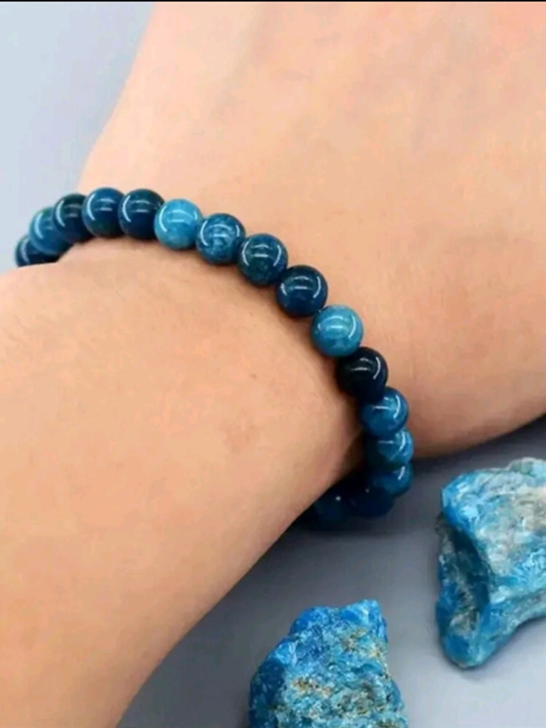 bracelet en pierre apatite bleue naturelle