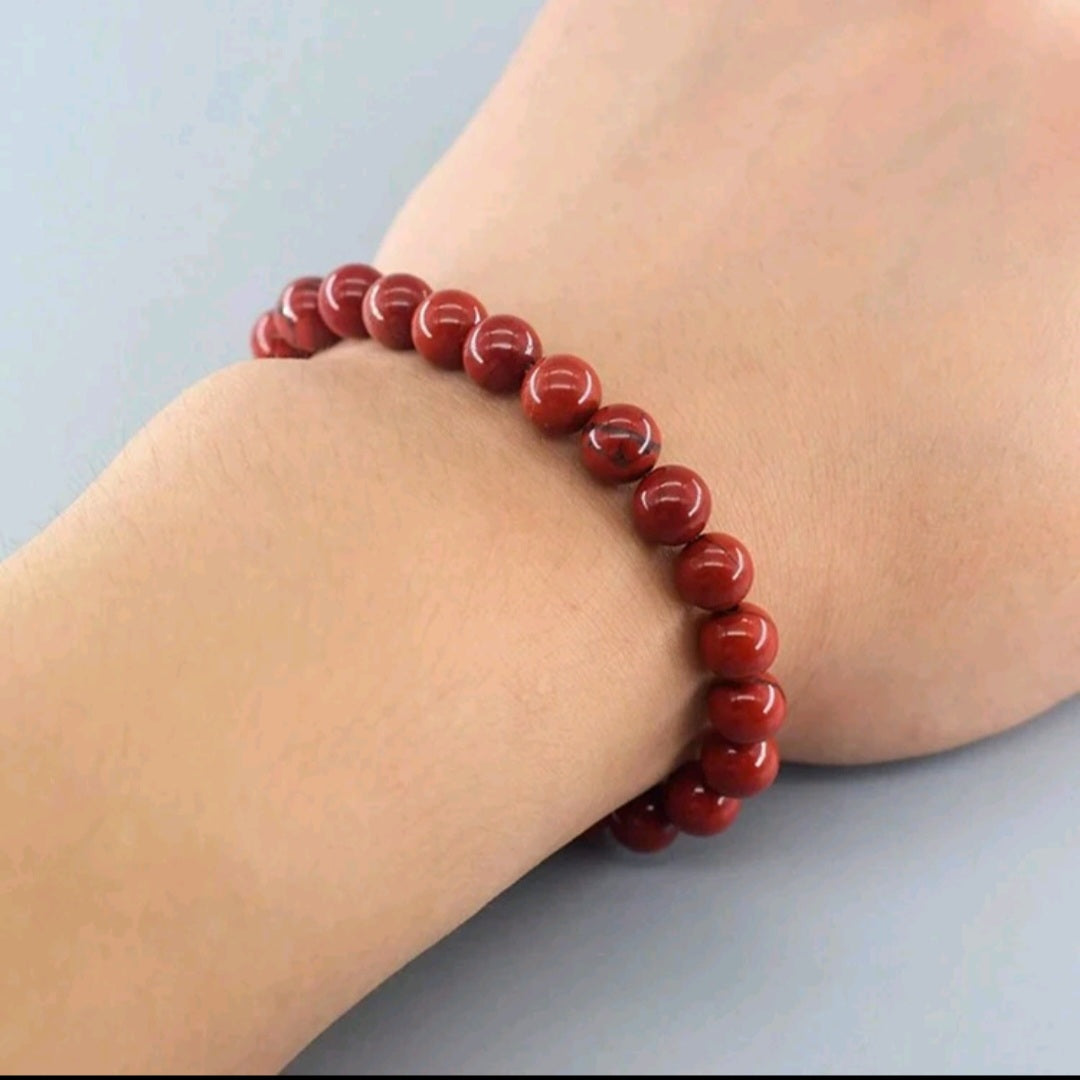 bracelet en pierre de jaspe rouge naturelle