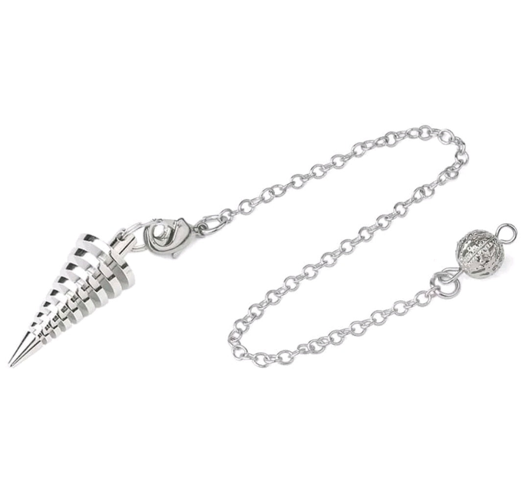 pendule divinatoire en spirale couleur argent