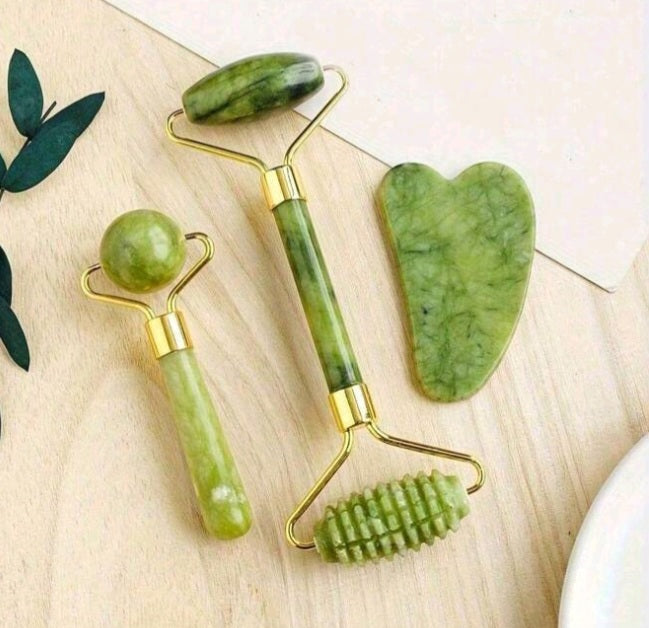 kit 3p massage facial en jade vert