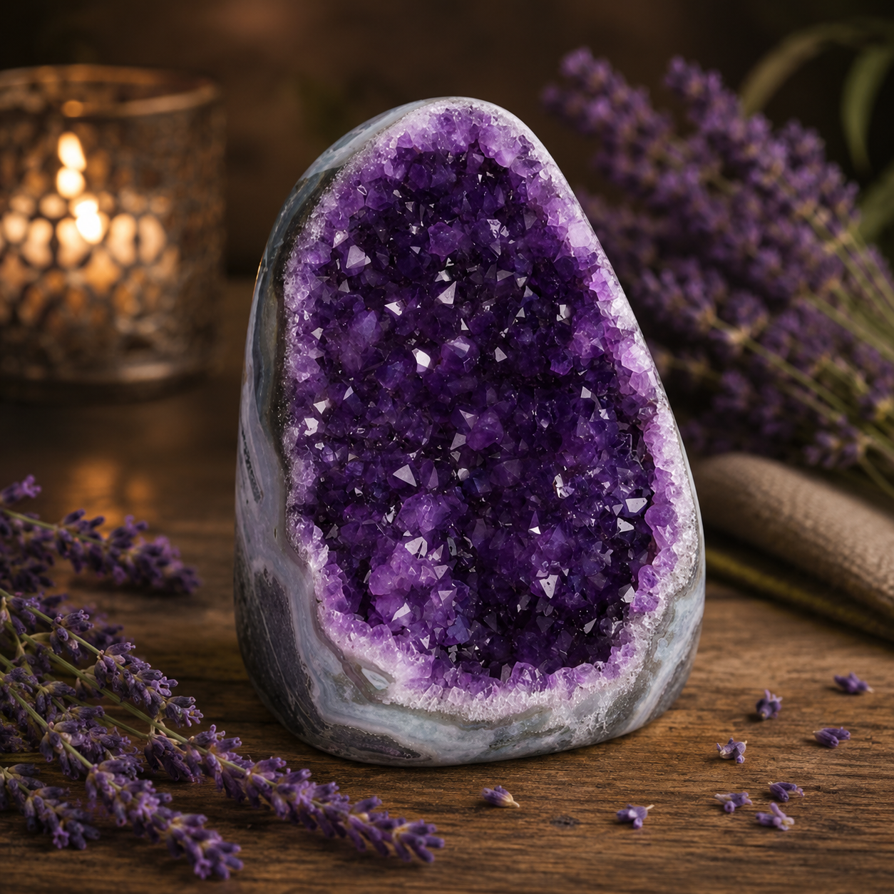 géode de cristal en amethyste