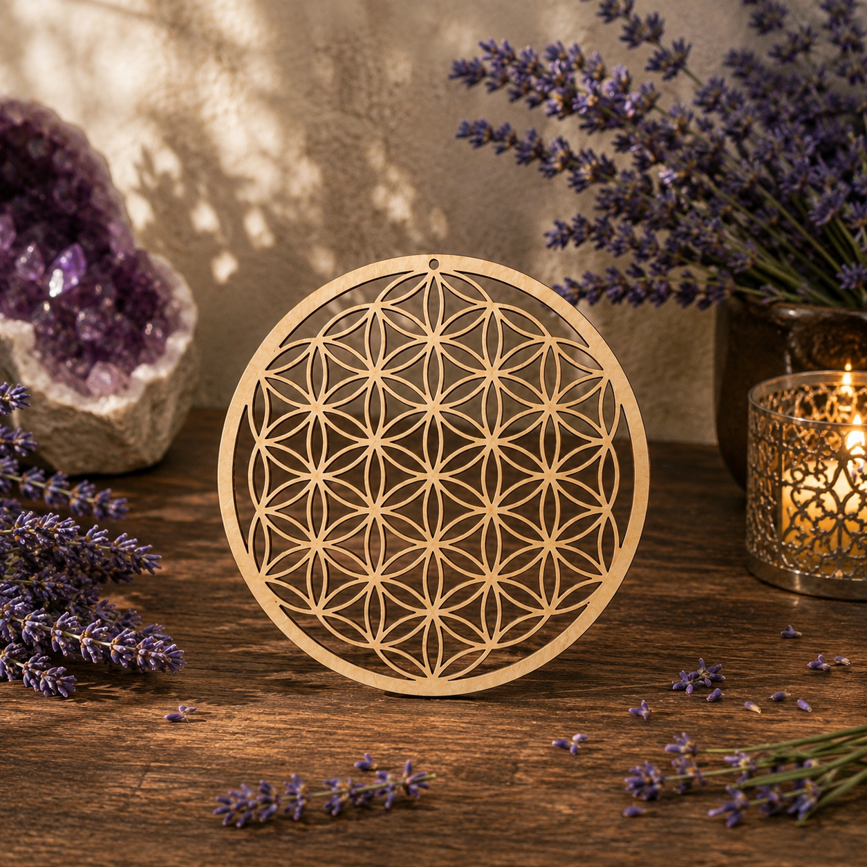 Fleure de vie en bois