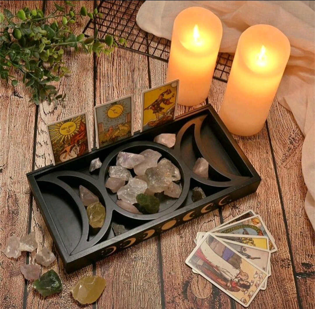 plateau support de pierres et cartes tarot