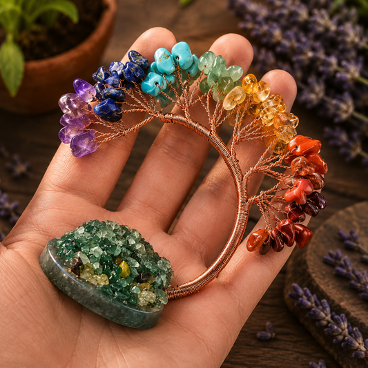 arbre de vie en pierres naturelles des 7 chakras